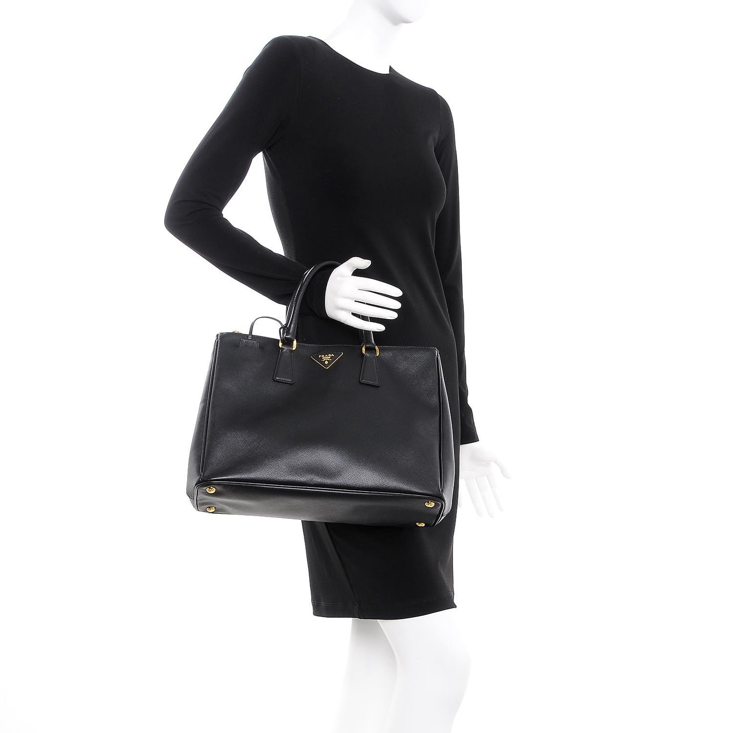 Saffiano Large Galleria Double Zip Tote Black