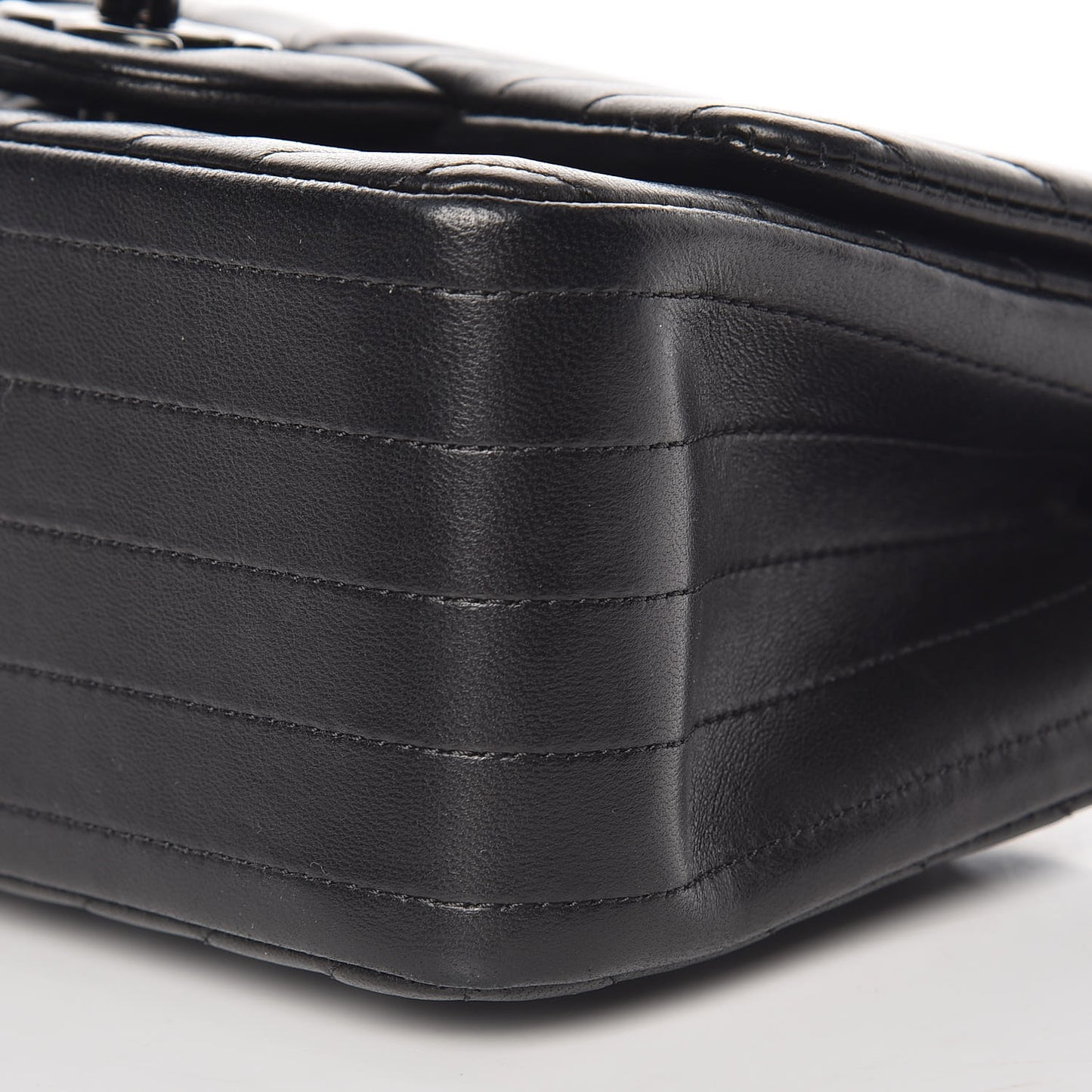 Lambskin Chevron Quilted Mini Square Flap So Black