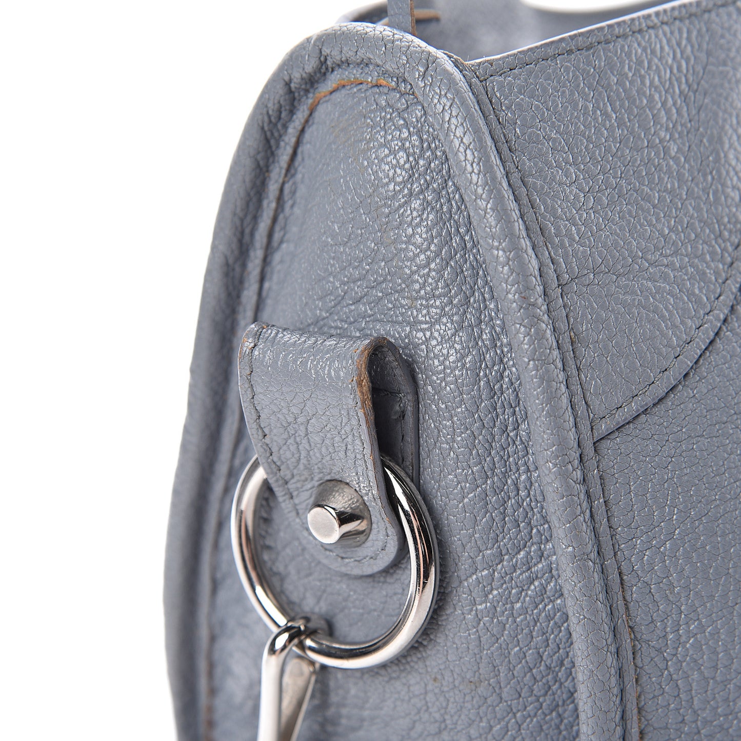 Chevre Silver Metallic Edge Hardware City Bleu Acier