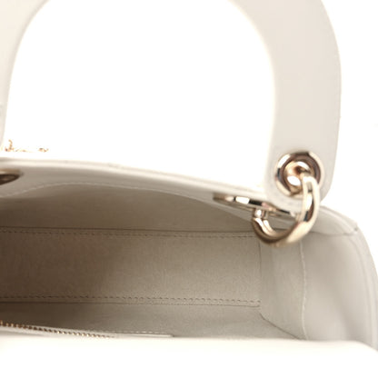 Christian Dior Lambskin Swarovski Crystal Cannage Mini Lady Dior White 5 of 9