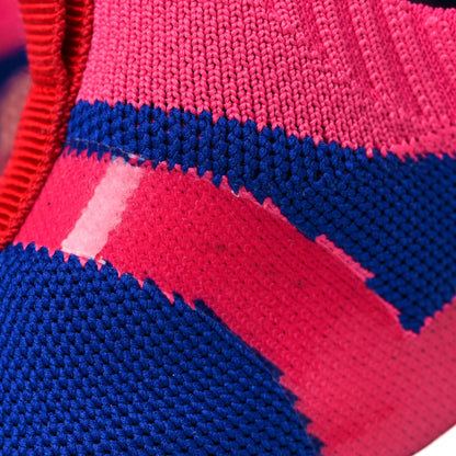 Chanel Fabric Suede Calfskin Stretch CC Sneakers 38 Pink Red Blue 9 of 10