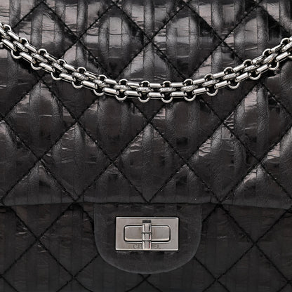 Chanel Metallic Calfskin Striped 2.55 Reissue 226 Flap Black 8 of 11