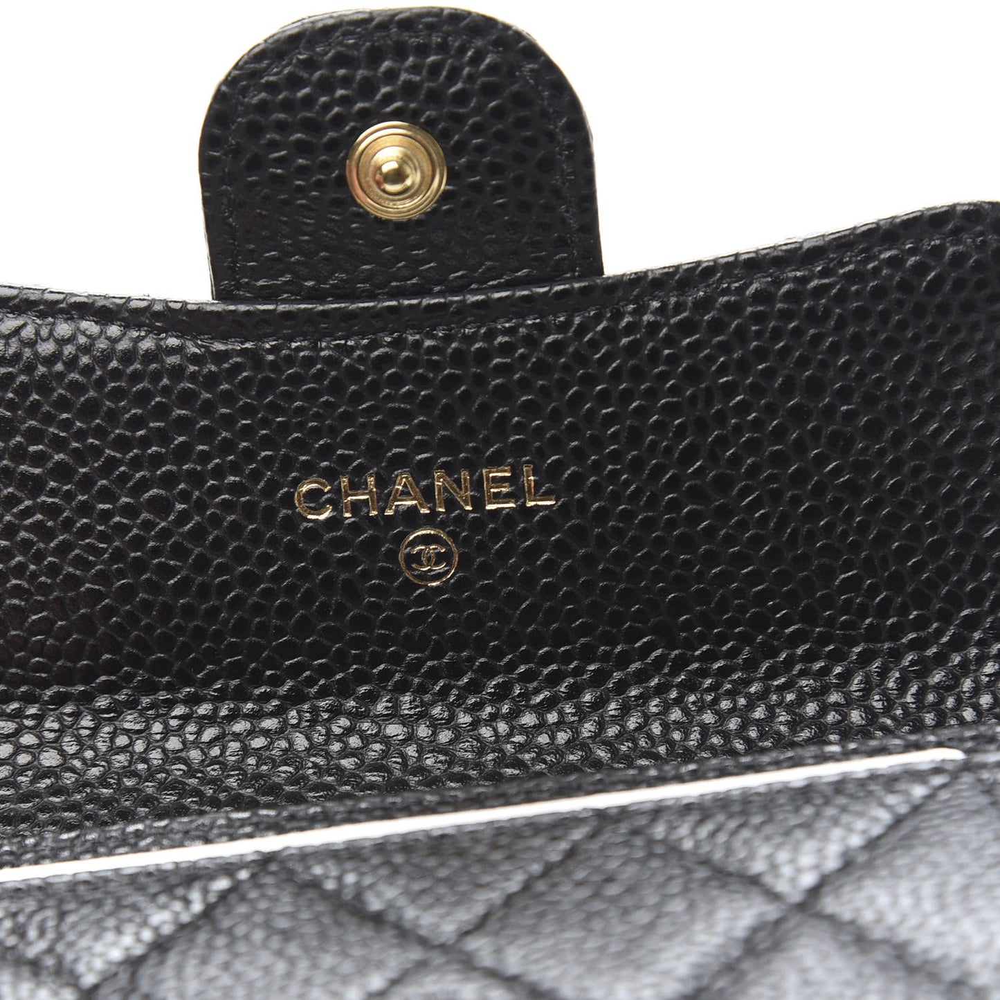 Caviar Quilted Flap Card Holder Black