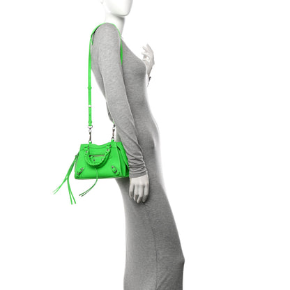 Balenciaga Grained Calfskin Neo Classic Silver Hardware Mini City Fluo Green 2 of 10