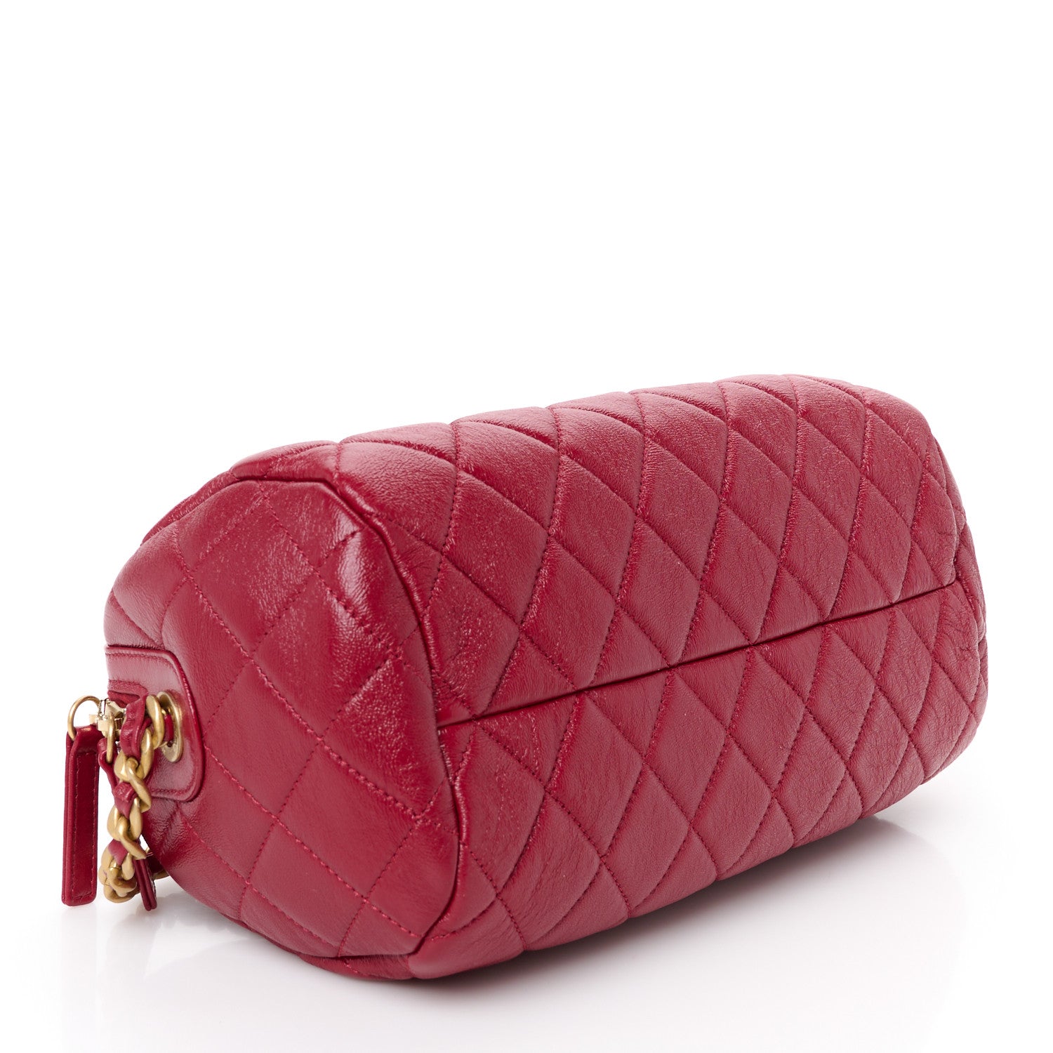 Chanel Shiny Lambskin Quilted Fashion Therapy Bowling Bag Red 4 of 10