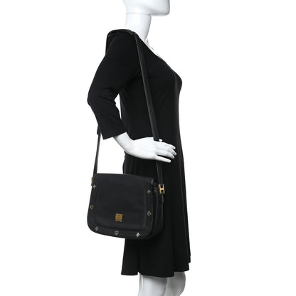 MCM Grained Calfskin Studded Crossbody Bag Black 2 of 11
