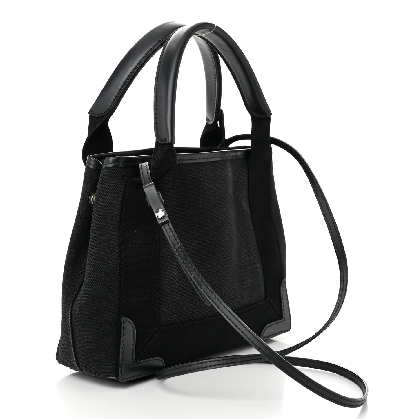 Cotton Canvas Calfskin Navy Cabas XS Black