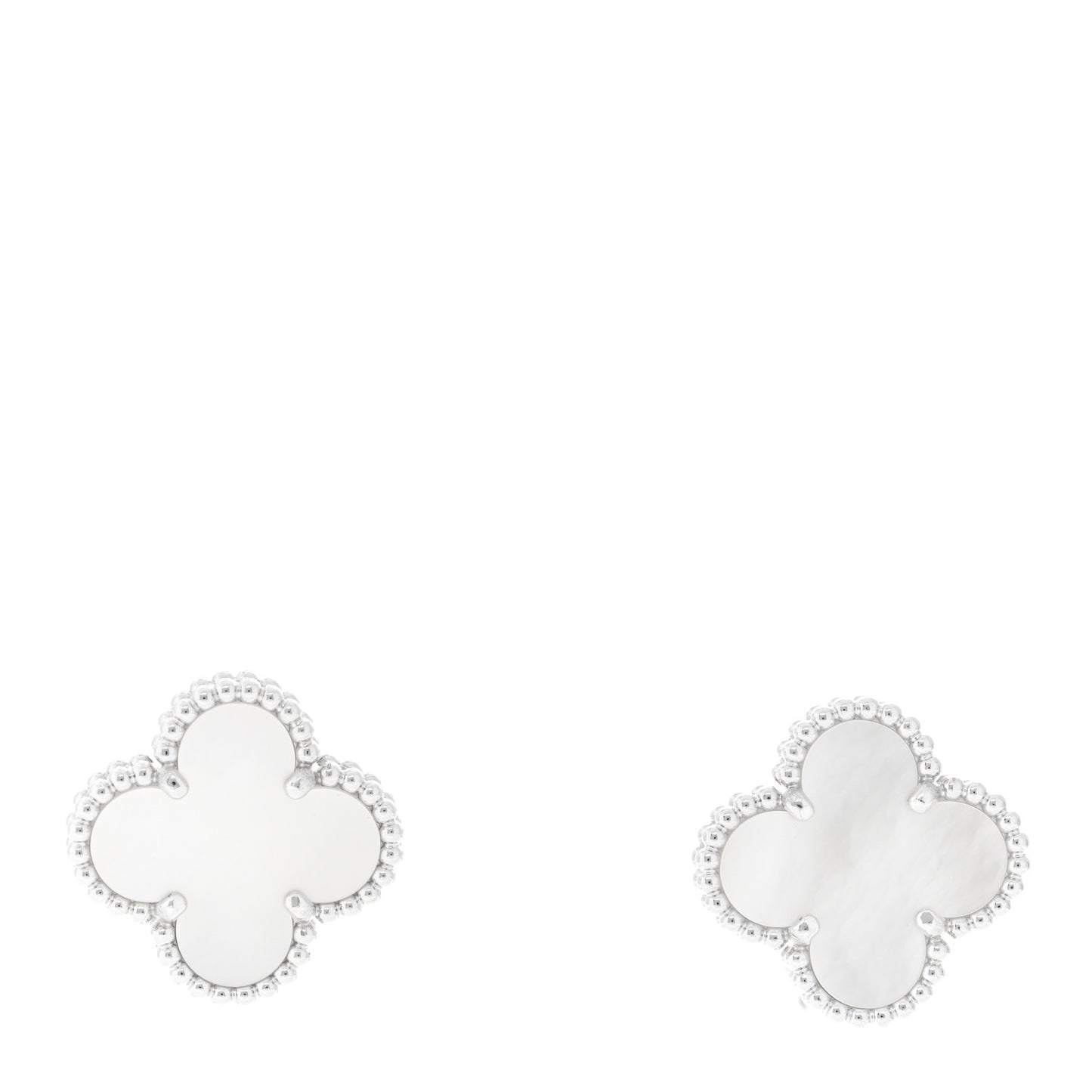 18K White Gold Mother of Pearl Vintage Alhambra Earrings