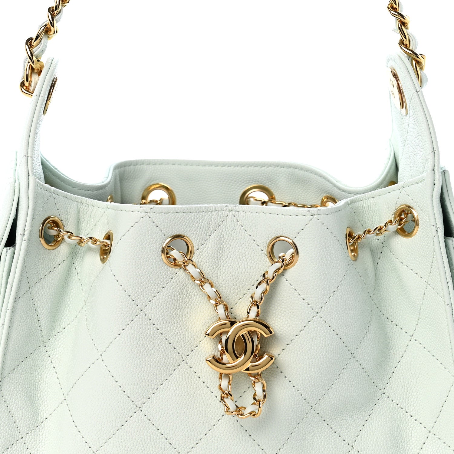 Chanel Caviar Quilted Mini Chanel 25 Handbag Light Green 8 of 10