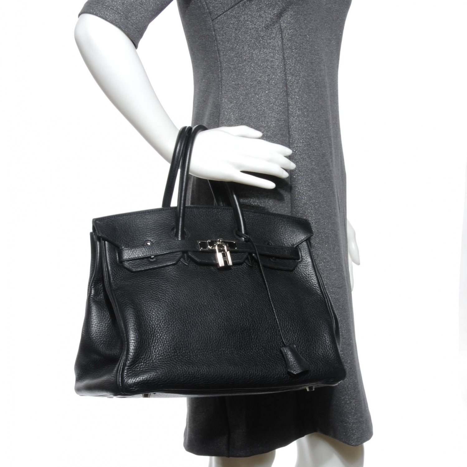 Hermes Taurillon Clemence Birkin 35 Black 2 of 7