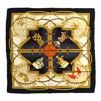 Hermes Silk Grande Tenue Scarf Wash 90 Black Cream Gold 1 of 6
