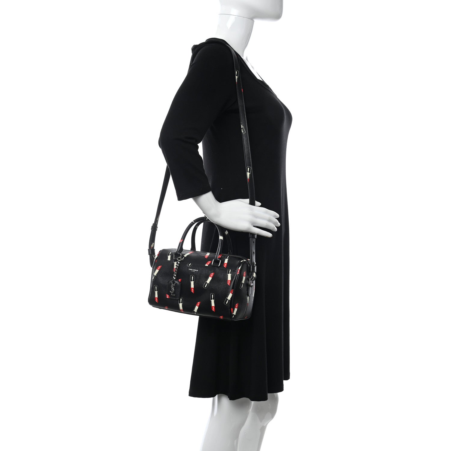 Saint Laurent Calfskin Lipstick Print Classic Baby Duffle Black 2 of 10