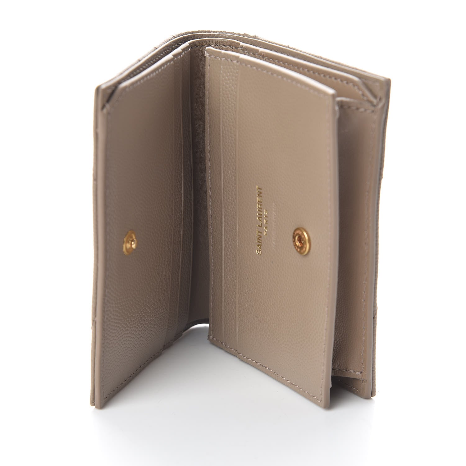Saint Laurent Grain De Poudre Matelasse Chevron Monogram Card Case Dusty Grey 5 of 8