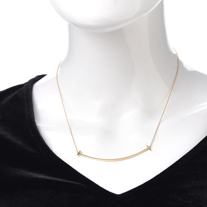 Tiffany 18K Rose Gold Large T Smile Pendant Necklace 2 of 6
