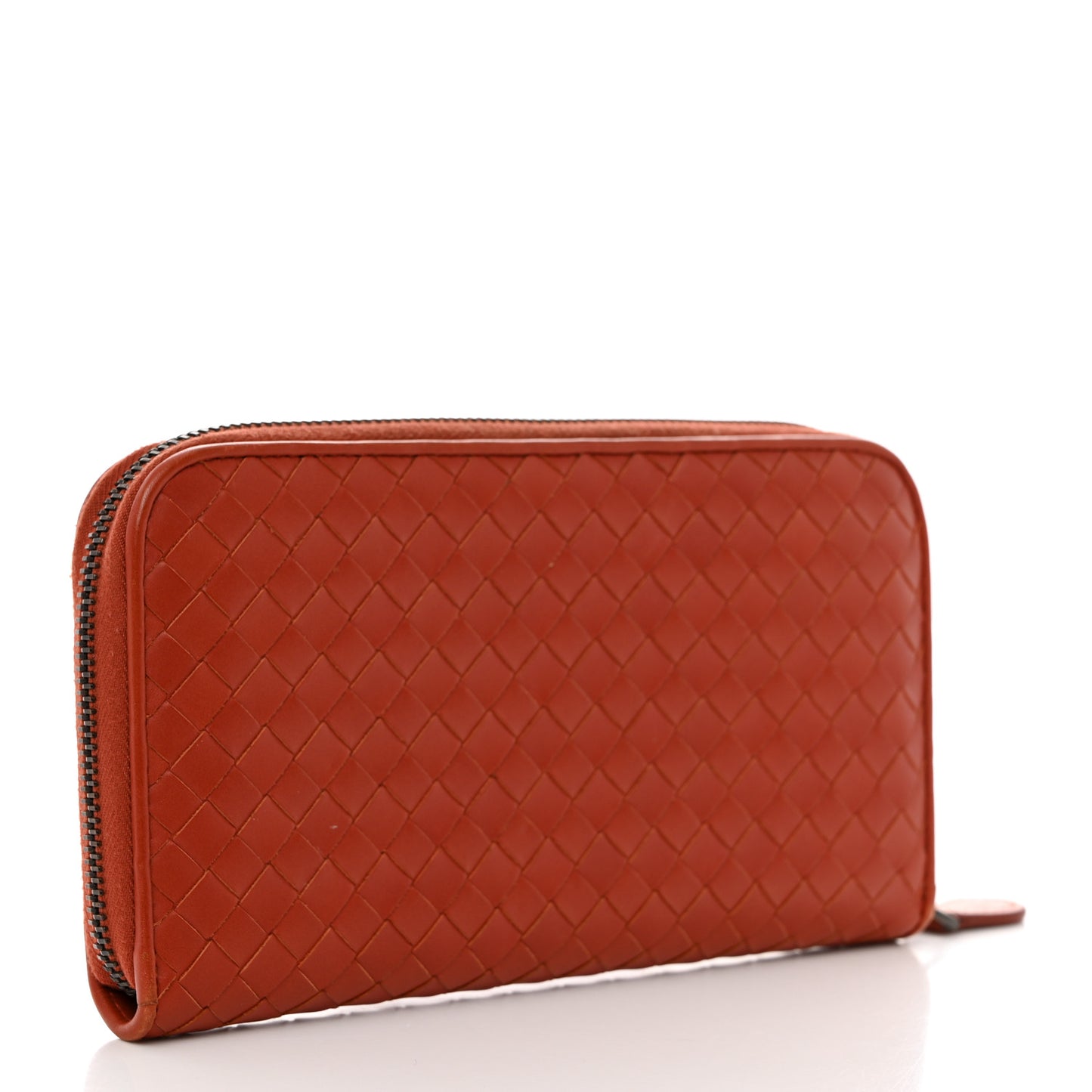Nappa Intrecciato Zip Around Wallet Rust