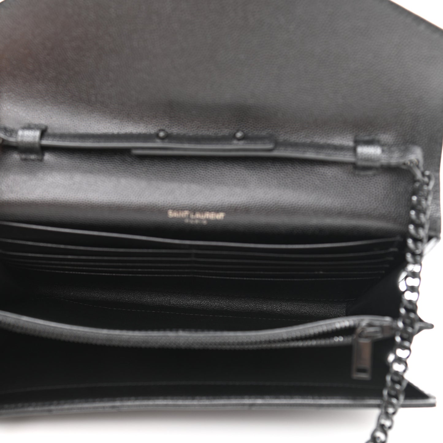 Grain De Poudre Matelasse Chevron Monogram Chain Wallet Black
