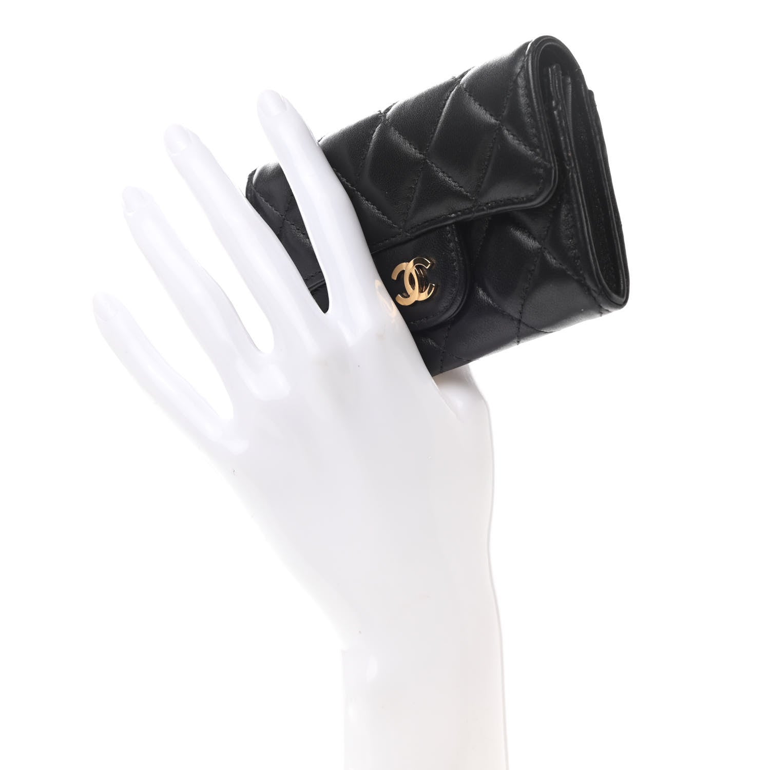 Chanel Lambskin Quilted Flap Card Holder Wallet Black 2 of 9