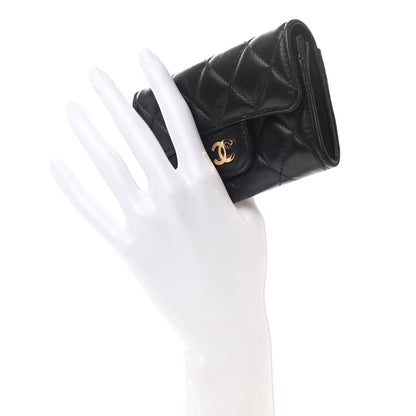 Chanel Lambskin Quilted Flap Card Holder Wallet Black 2 of 9