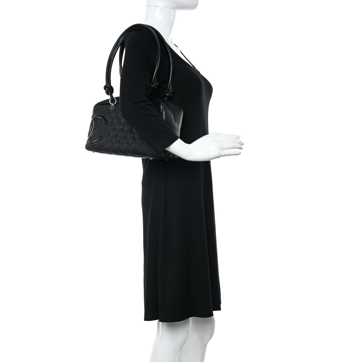 Chanel Calfskin Quilted Large Cambon Bowler Black 2 of 12