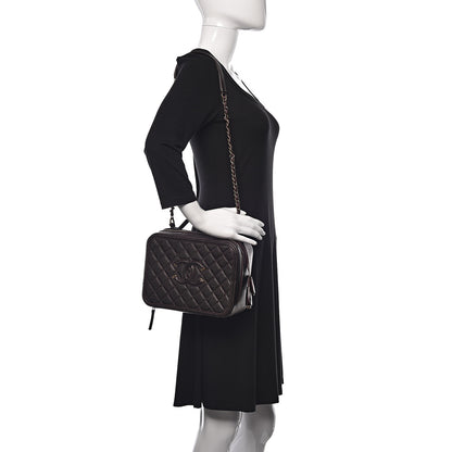 Chanel Caviar Quilted Large CC Filigree Vanity Case Burgundy 2 of 10