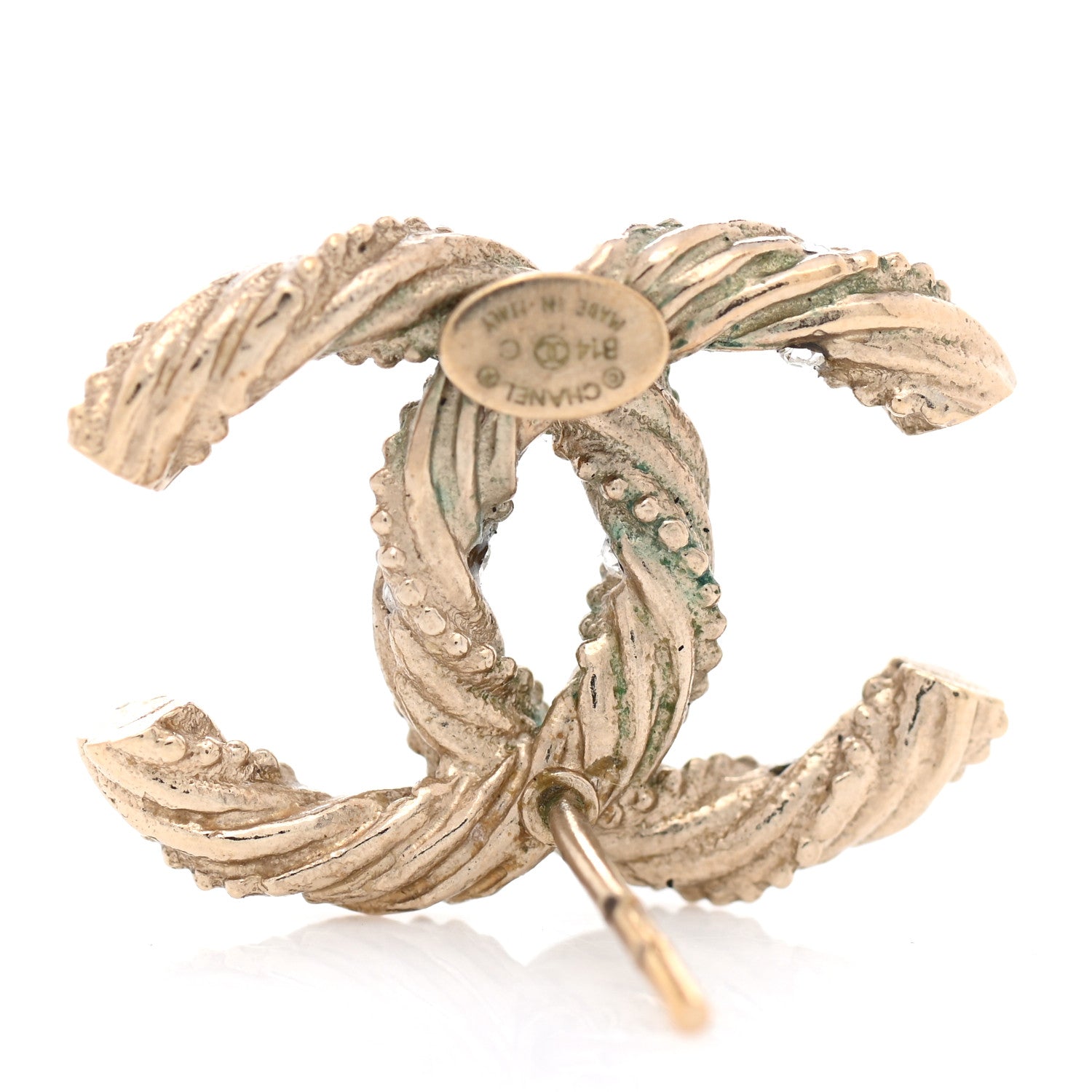 Chanel Crystal Twisted CC Earrings Gold 5 of 5