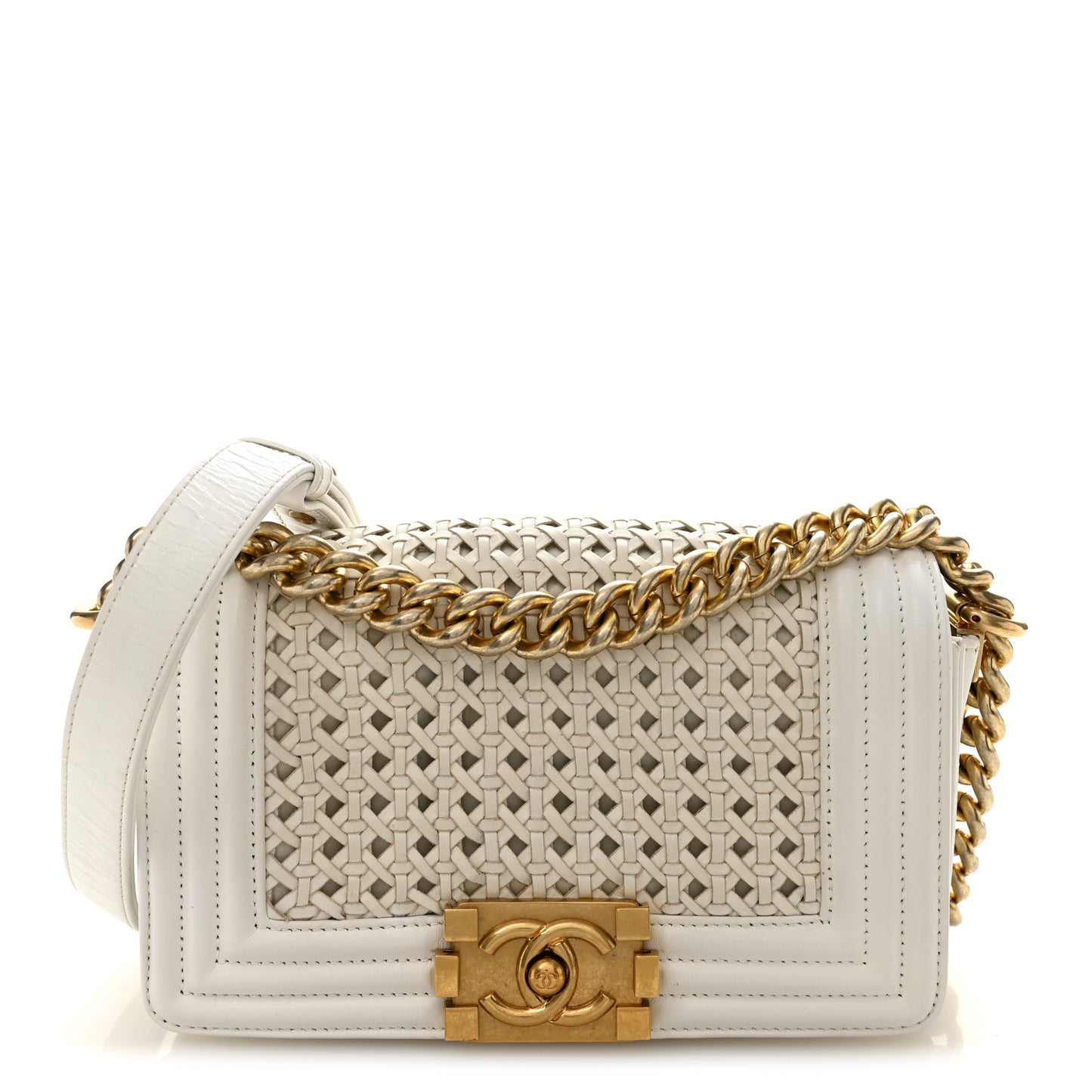 Sheepskin Braided Small Boy Reverso Flap White
