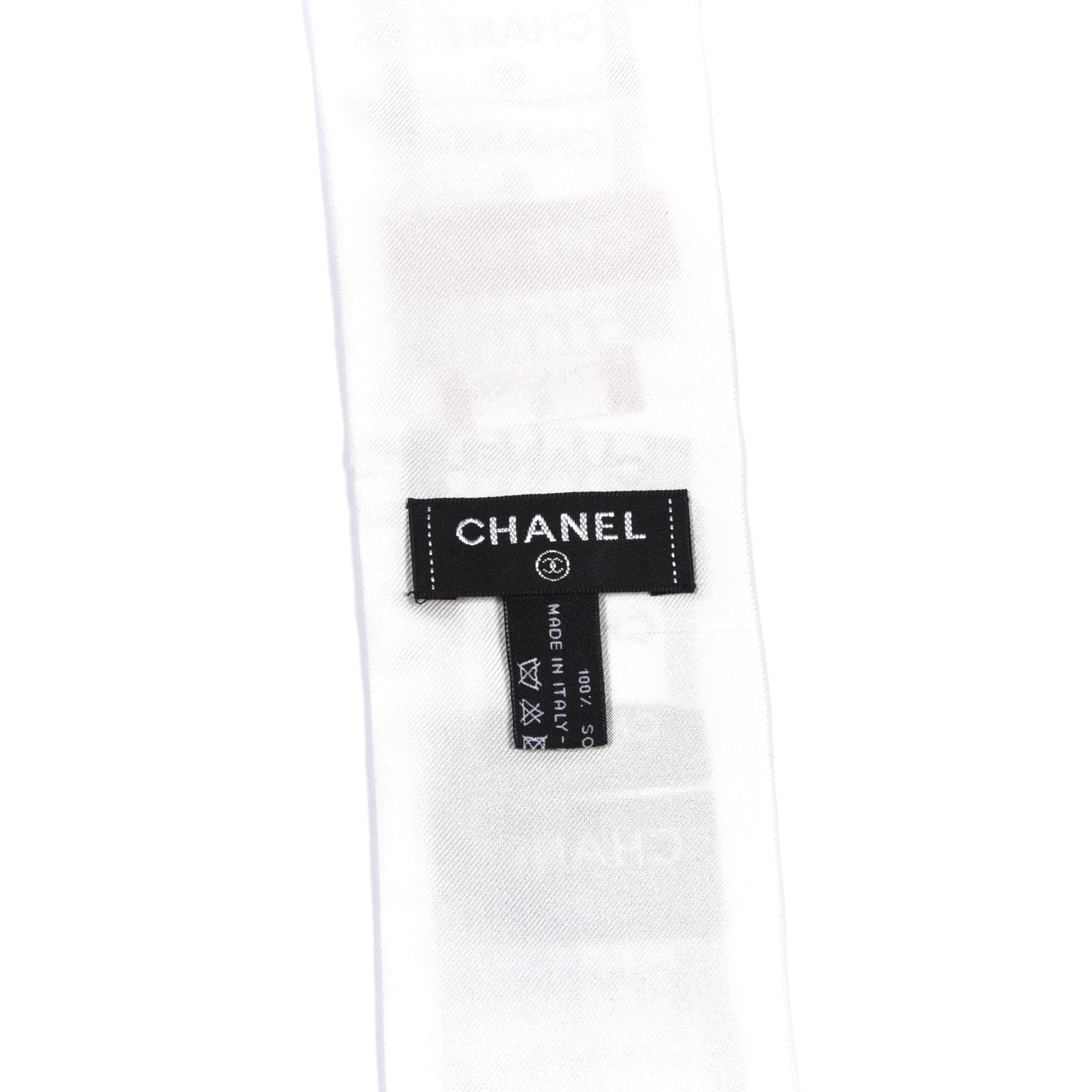 Chanel Silk Twill Slim Bandeau Scarf White Red 2 of 4