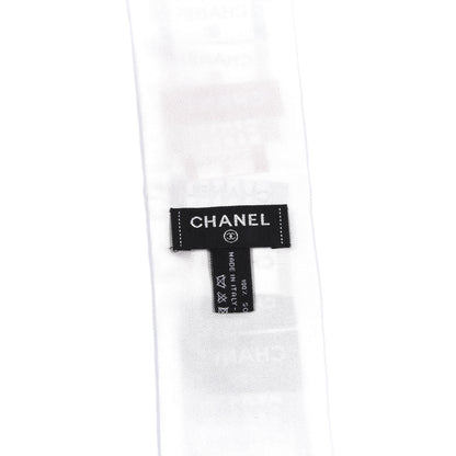 Chanel Silk Twill Slim Bandeau Scarf White Red 2 of 4