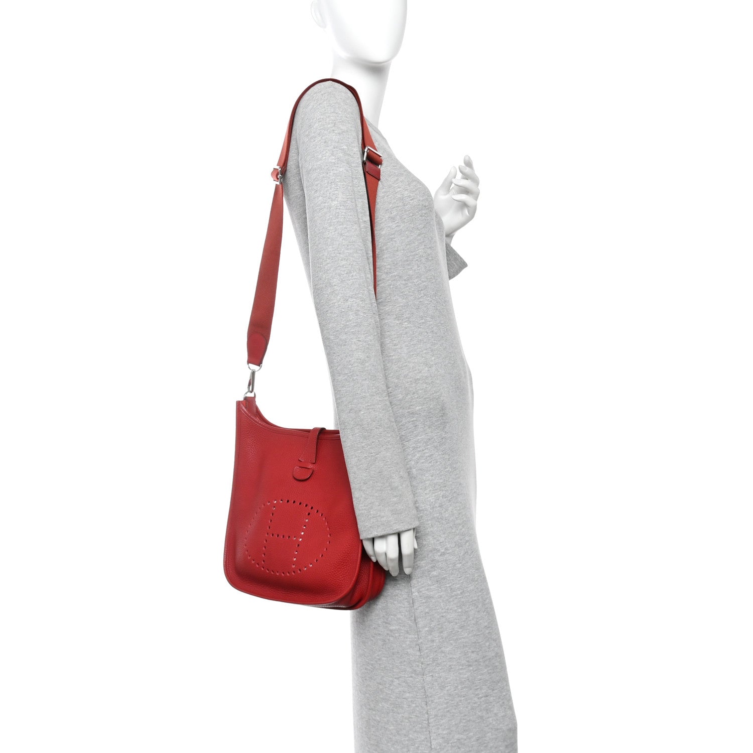 Hermes Taurillon Clemence EVELYNE III PM Rouge Garance 2 of 11
