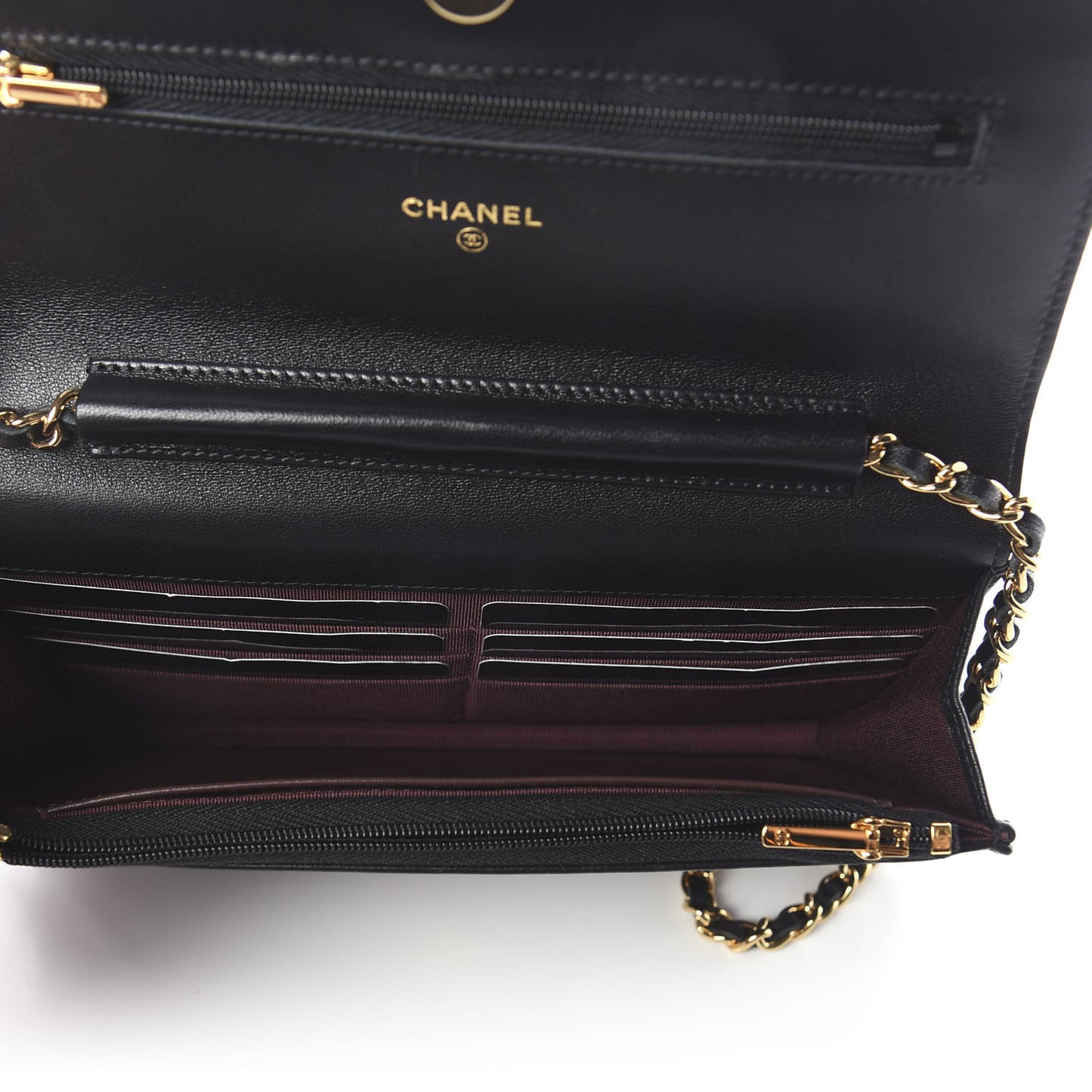 Lambskin Quilted Wallet On Chain WOC Black