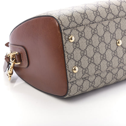 Gucci GG Supreme Monogram Cuoio Toscano Small Boston Beige Ebony Cuir 7 of 12