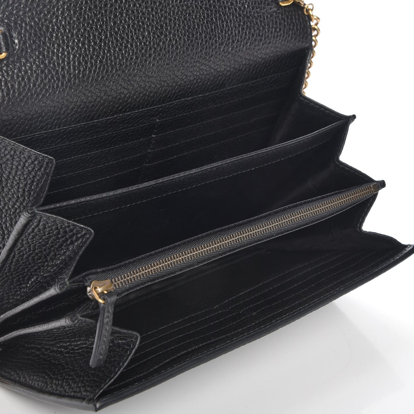 Calfskin GG Marmont Chain Wallet Black