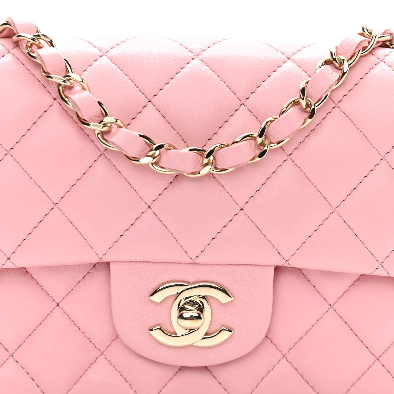 Chanel Lambskin Quilted Mini Rectangular Flap Light Pink 8 of 10