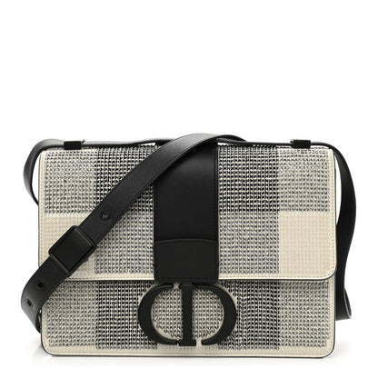 Christian Dior Crystal Calfskin 30 Checkered Montaigne Flap Bag Black White 1 of 12