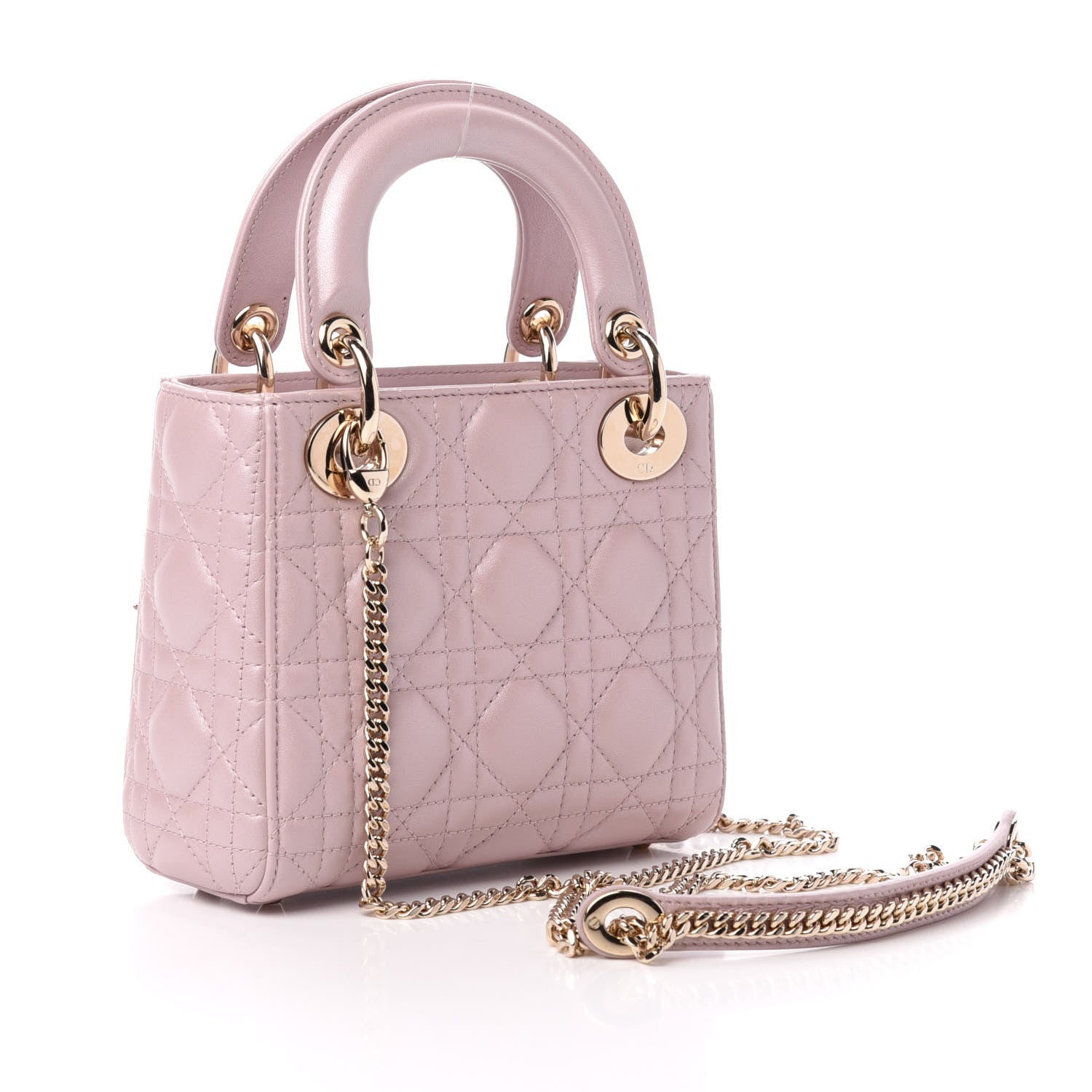 Christian Dior Metallic Lambskin Cannage Mini Lady Dior Lotus 3 of 11