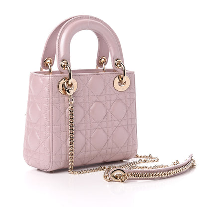 Christian Dior Metallic Lambskin Cannage Mini Lady Dior Lotus 3 of 11