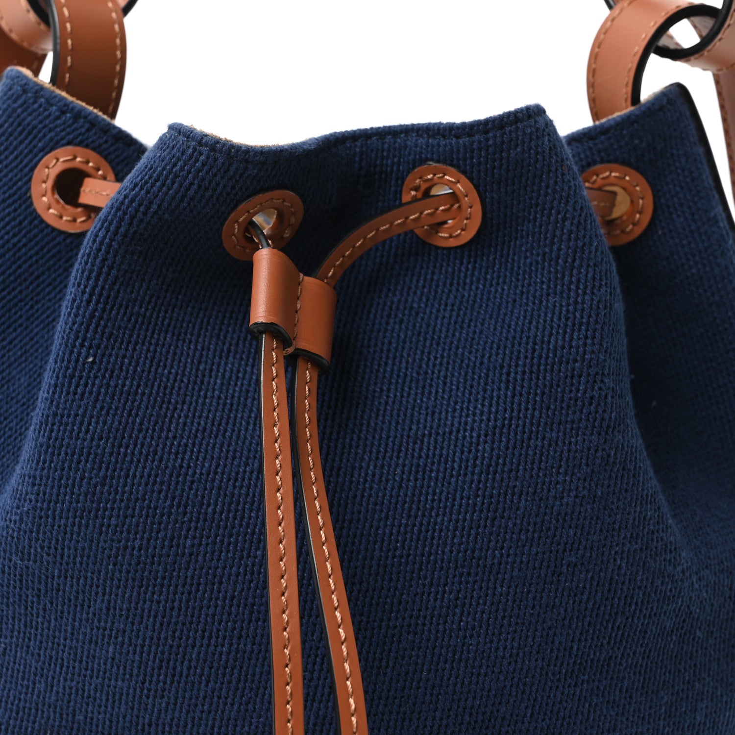 Loewe Canvas Calfskin Balloon Bucket Bag Navy Tan 7 of 9