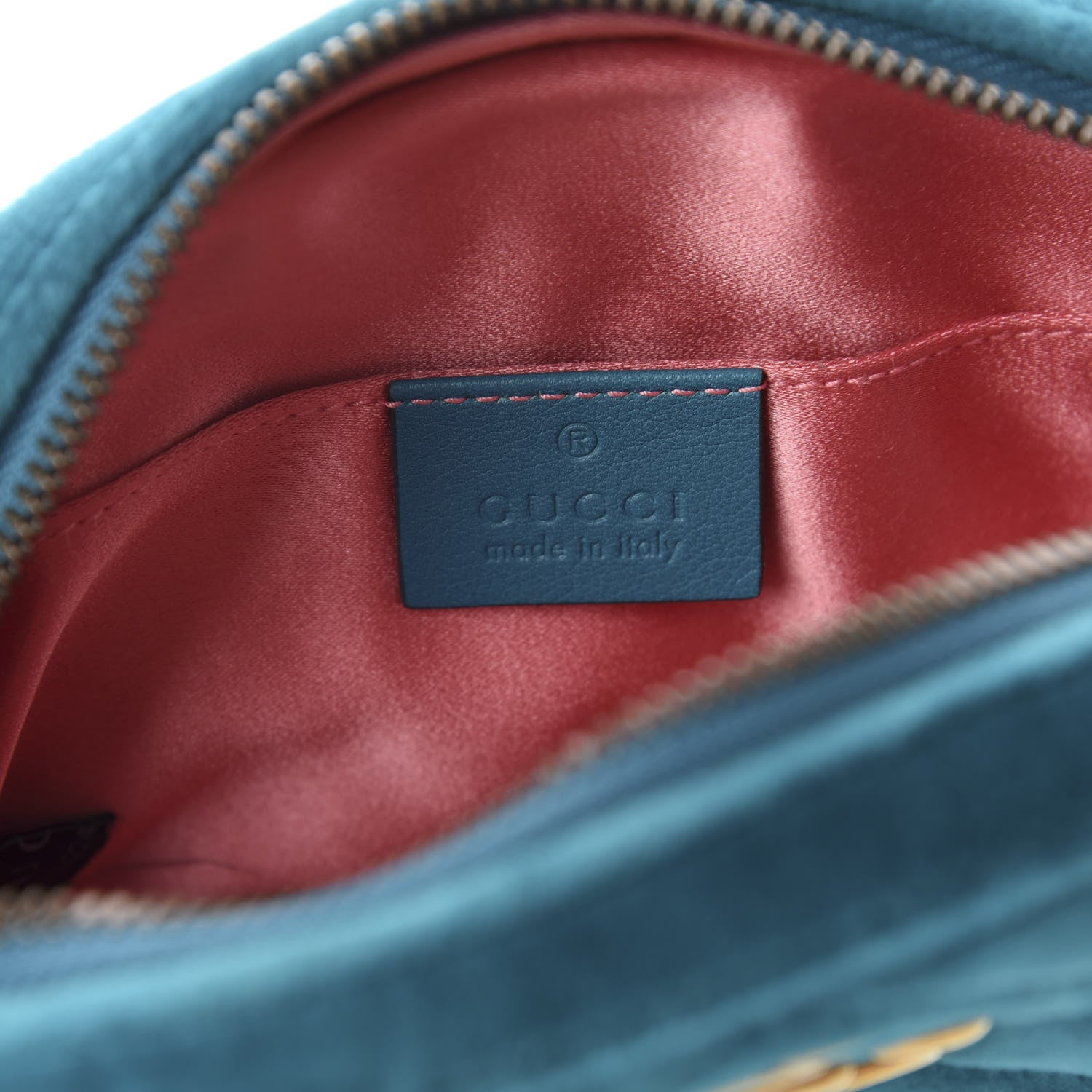 Gucci Velvet Matelasse GG Marmont Belt Bag 65 26 Pavone Cyan 8 of 12