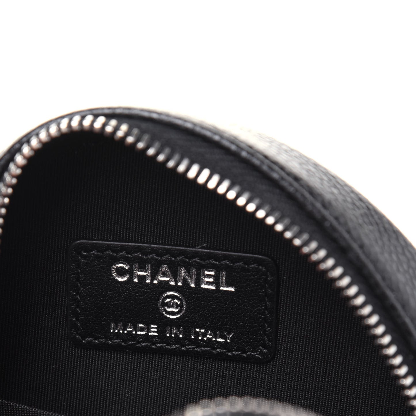 Caviar Camellia Embossed Round Clutch With Chain Black