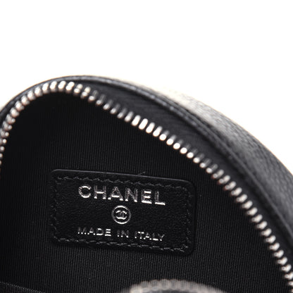 Chanel Caviar Camellia Embossed Round Clutch With Chain Black 6 of 13