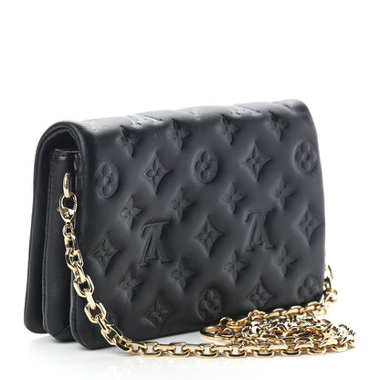 Louis Vuitton Lambskin Embossed Monogram Pochette Coussin Black 3 of 10