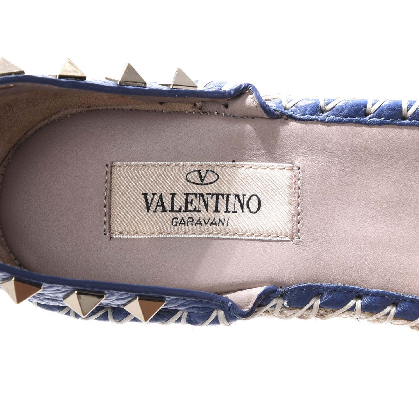 Grained Calfskin Rockstud Ankle Strap Espadrille 15/105mm Wedge Sandals 36 Baltique Natural