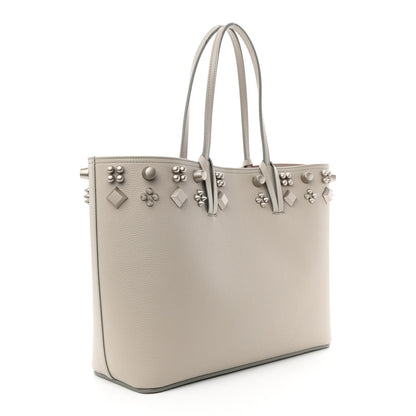 Christian Louboutin Calfskin Spikes Small East West Cabata Tote Light Grey 4 of 13