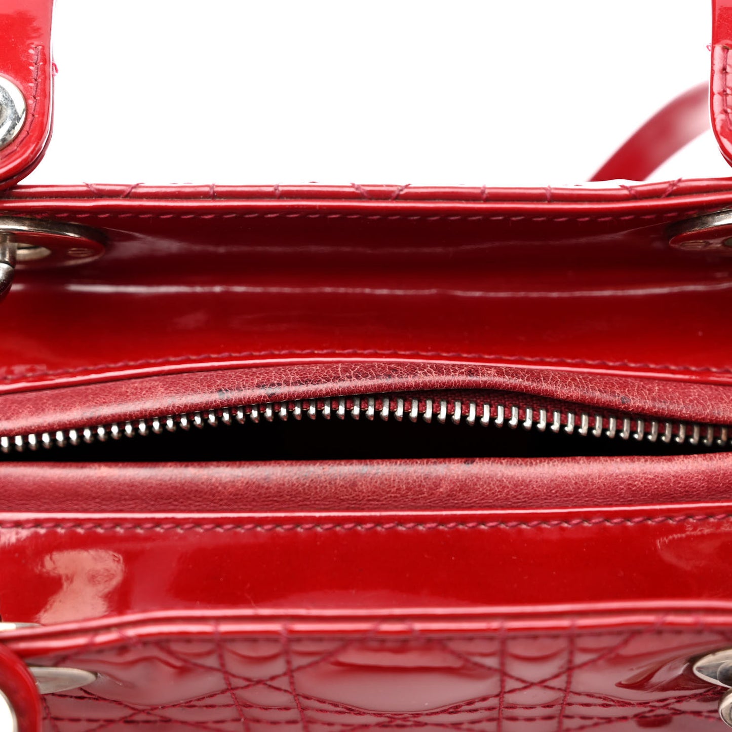 Patent Cannage Medium Lady Dior Red