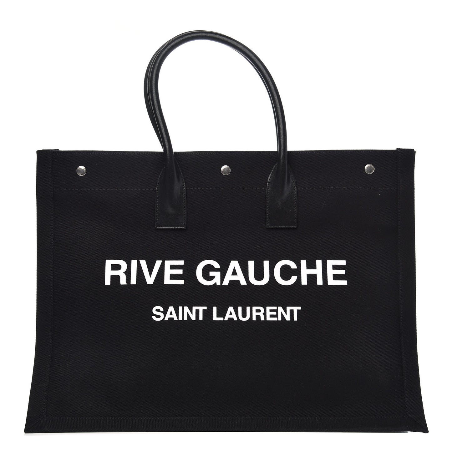 Linen Calfskin Rive Gauche Tote Black