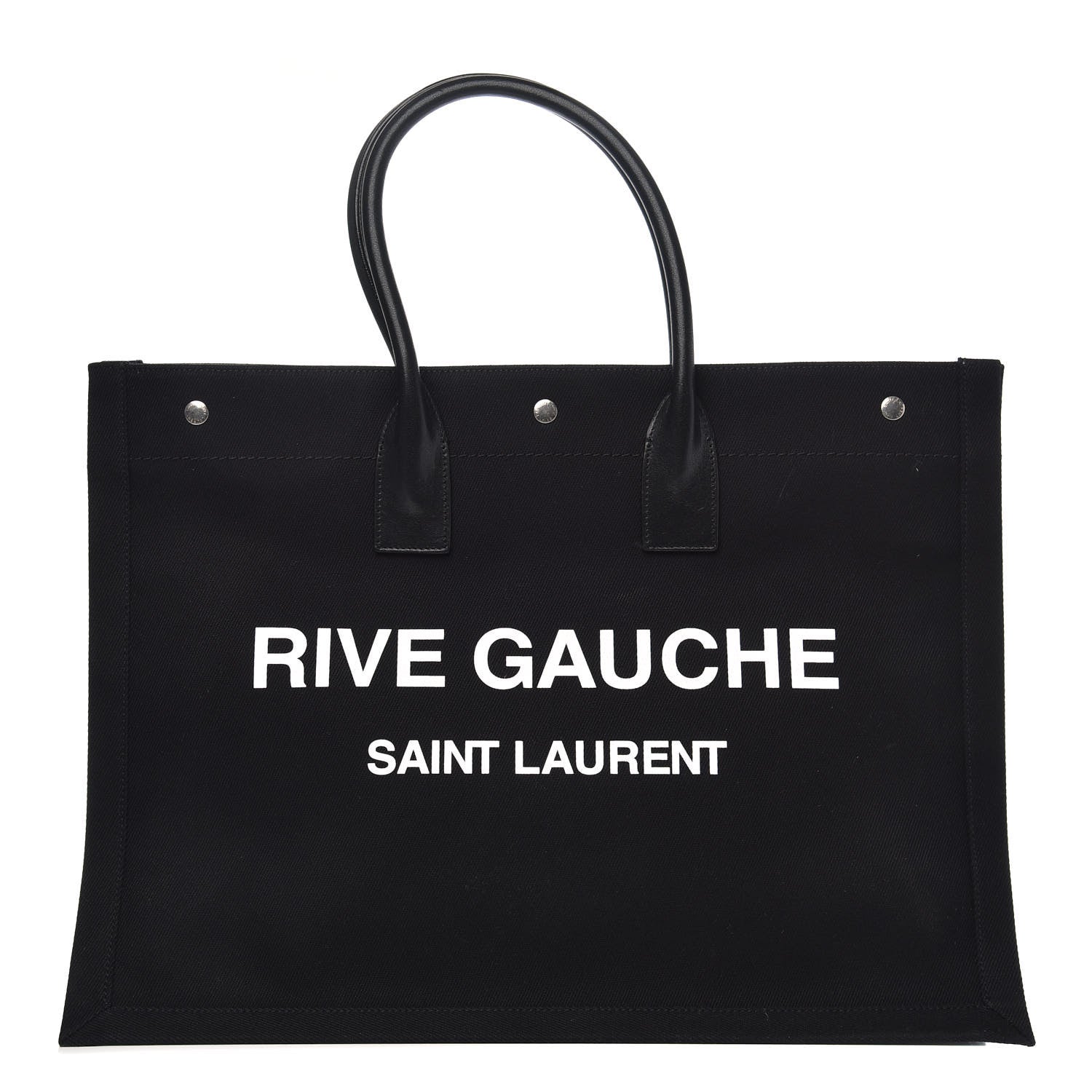 Saint Laurent Linen Calfskin Rive Gauche Tote Black 1 of 9