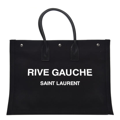 Saint Laurent Linen Calfskin Rive Gauche Tote Black 1 of 9