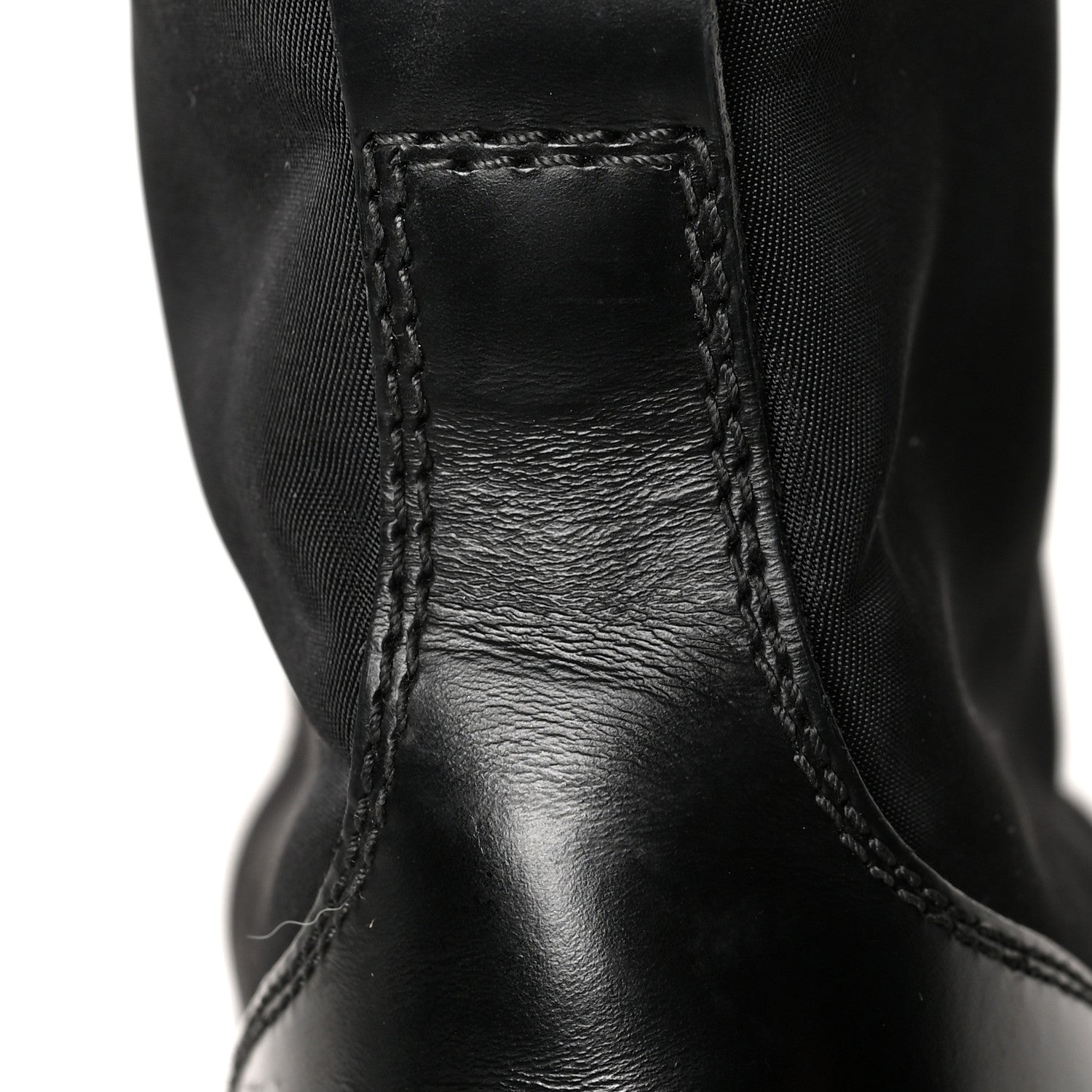 Prada Spazzolato Rois Nylon Metal Triangle Logo Monolith Pouch Pocket 55mm Boots 38.5 Black 11 of 16