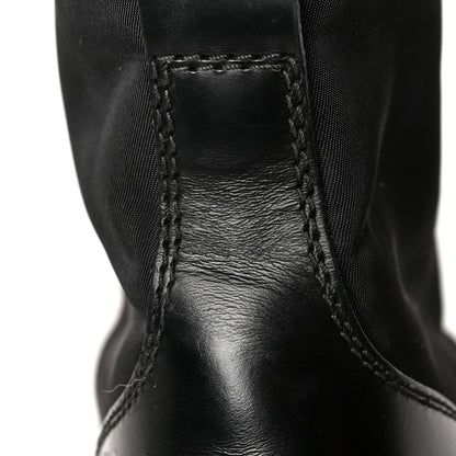 Prada Spazzolato Rois Nylon Metal Triangle Logo Monolith Pouch Pocket 55mm Boots 38.5 Black 11 of 16