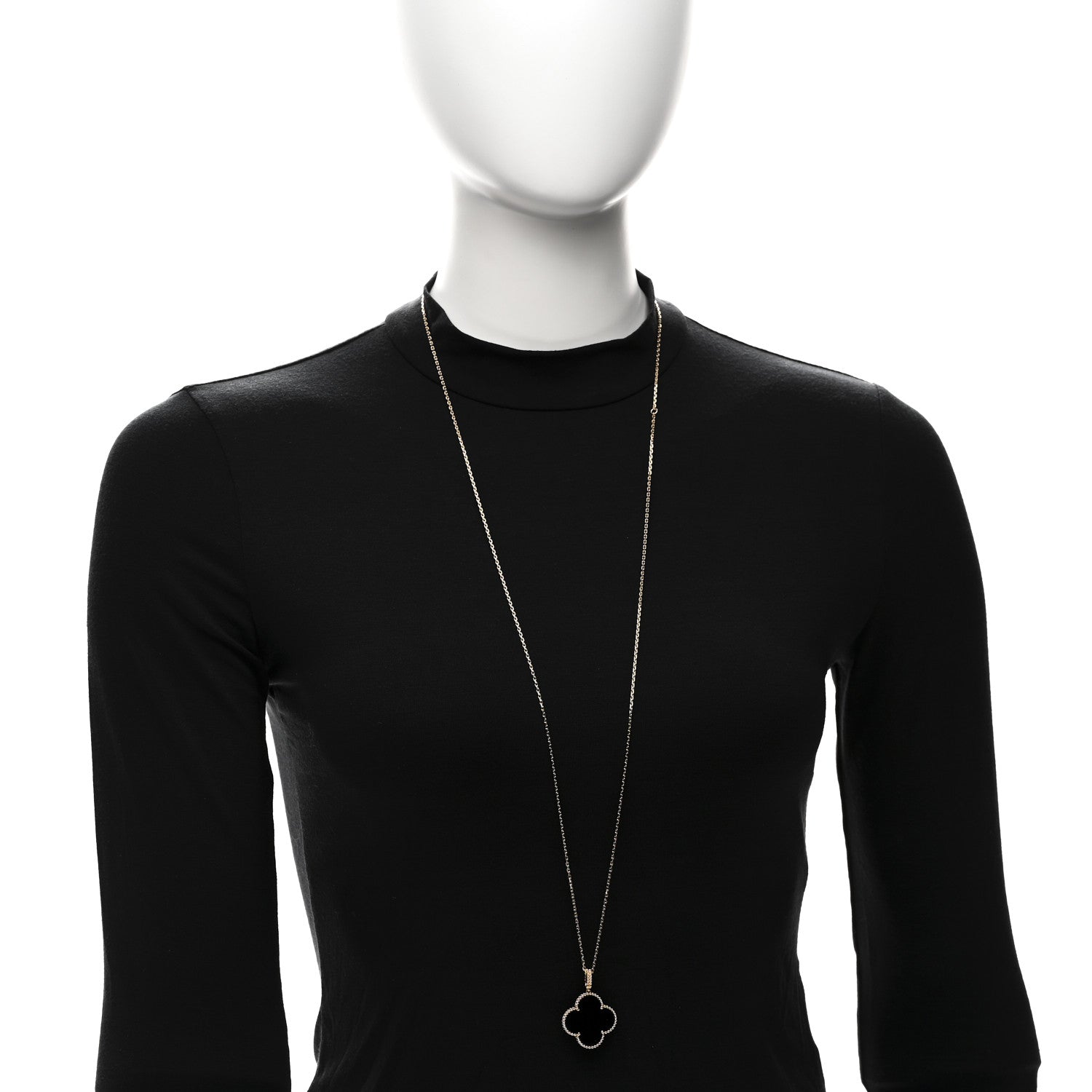 Van Cleef & Arpels 18K Yellow Gold Black Onyx Magic Alhambra Pendant Necklace 2 of 6